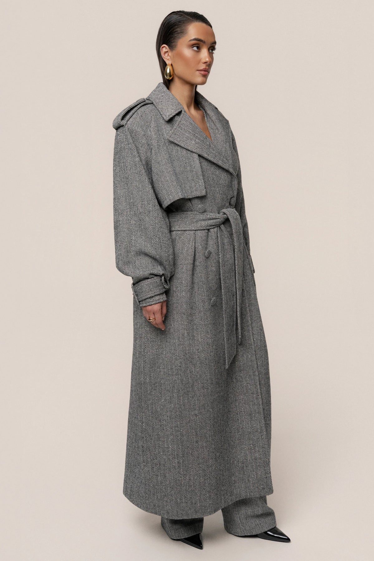 Herringbone Oversized Trench Coat | Women's Outerwear 7