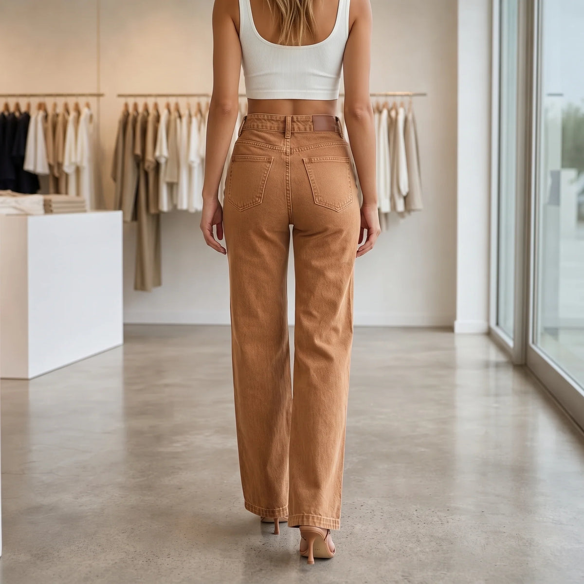 High-Waisted Wide Leg Jeans | Women's Double-Button Denim 3