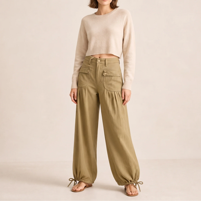 High Waist Barrel Leg Jeans | Adjustable Tie Hem Design 10