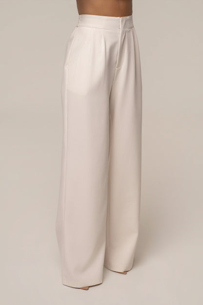Ivory High-Waisted Wide-Leg Trousers | Women's Work Pants 3