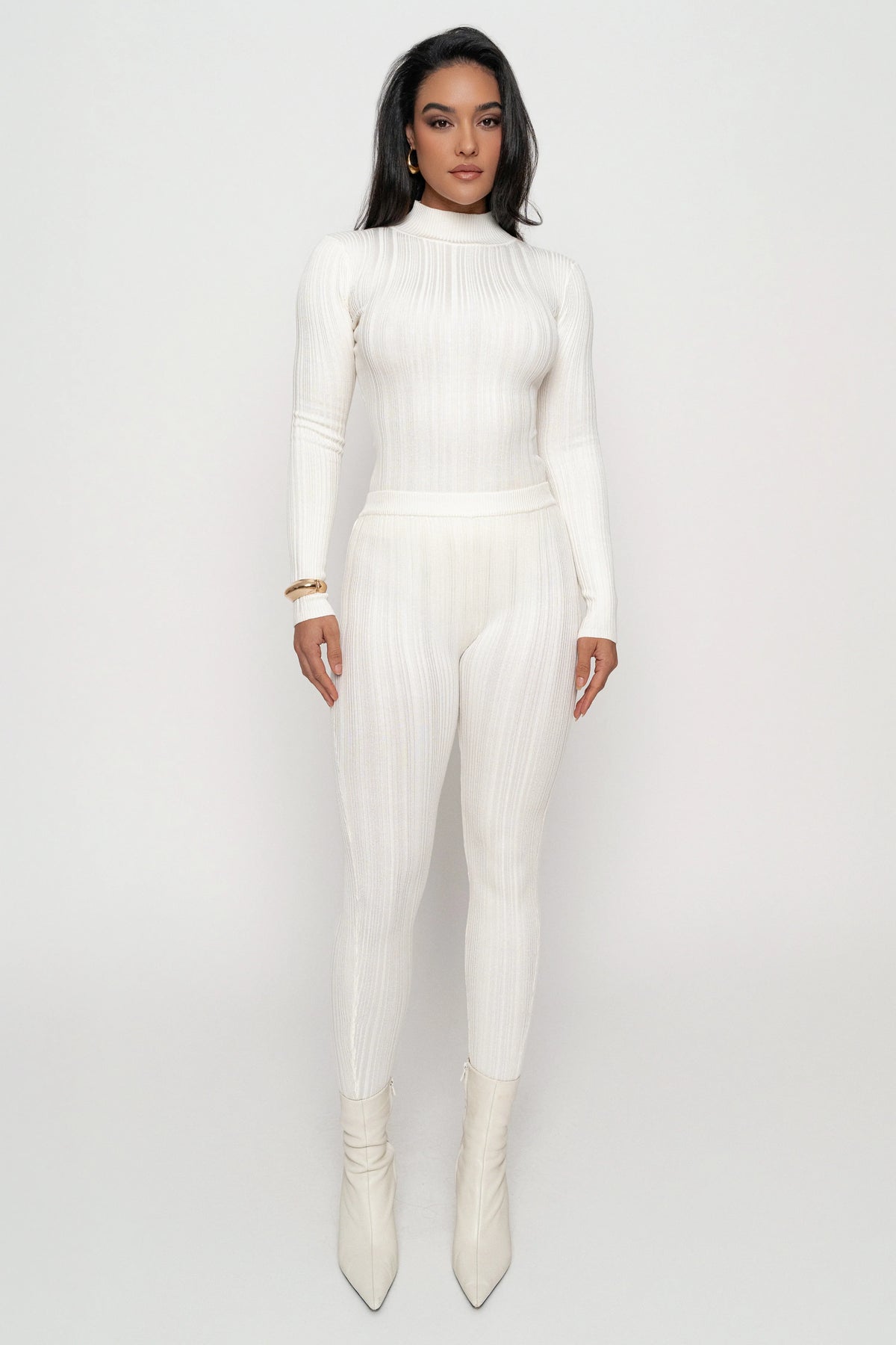 Ivory Ribbed High Waist Leggings | Women's Leggings Size S 0