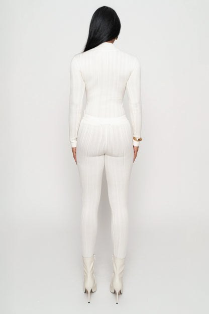Ivory Ribbed High Waist Leggings | Women's Leggings Size S 7