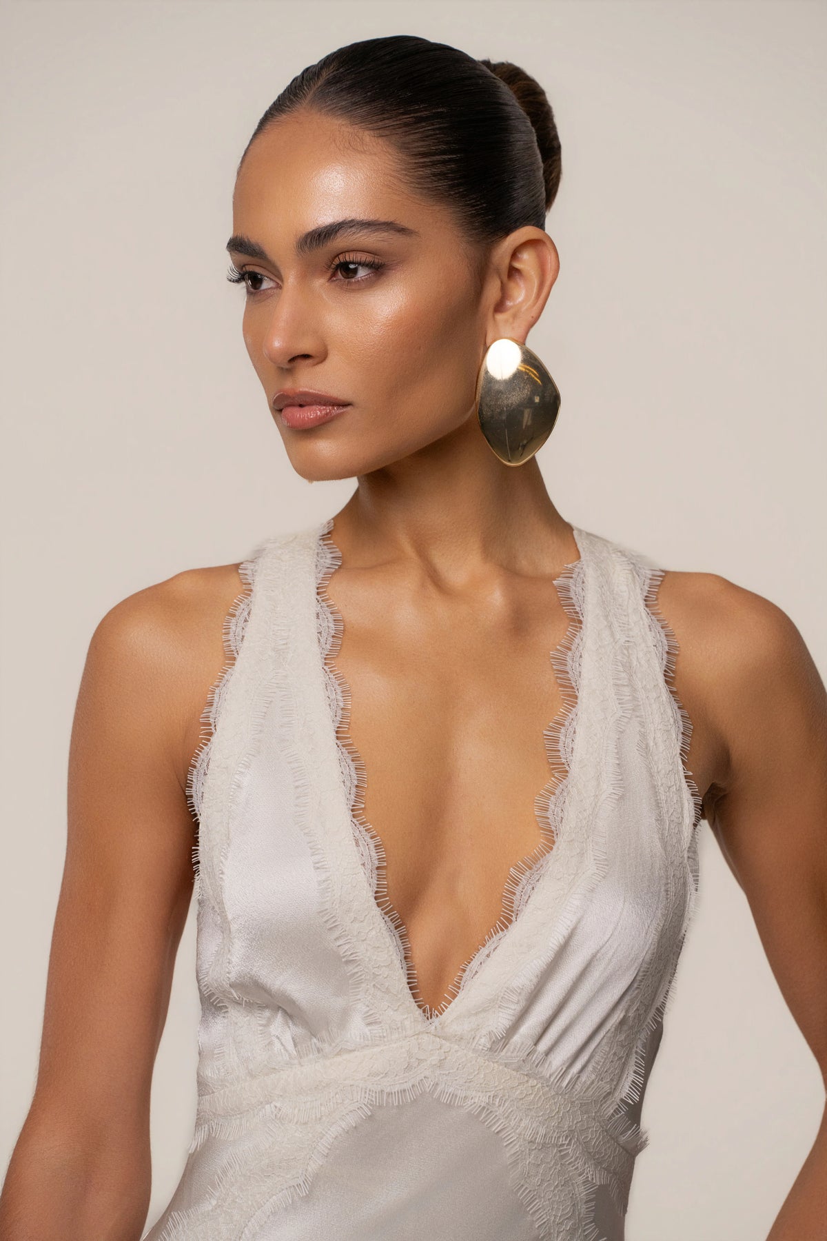 Ivory Satin Maxi Dress | Women's Long Dress Halter Neck 6