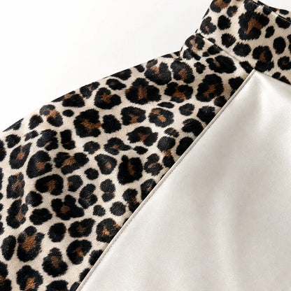 Ivory Satin Midi Dress with Leopard Panels | Women's Midi Dress 8