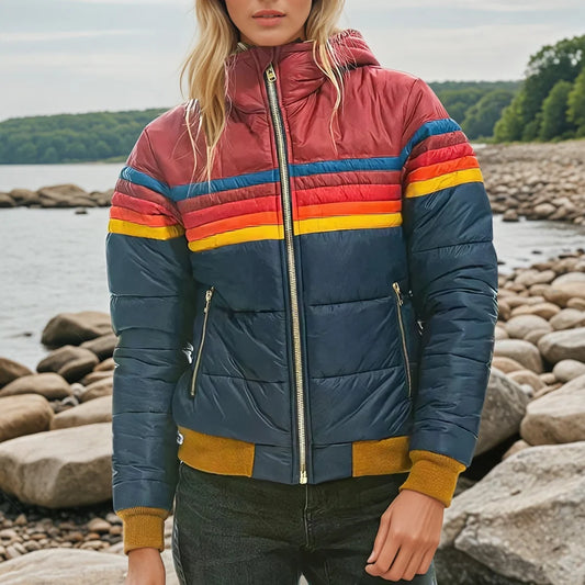 Jessica | Retro Puffer Jacket Warm Striped Design 0