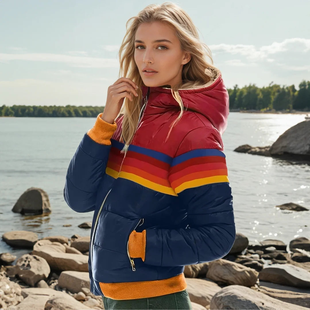 Jessica | Retro Puffer Jacket Warm Striped Design 1