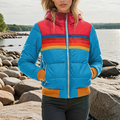 Jessica | Retro Puffer Jacket Warm Striped Design 2