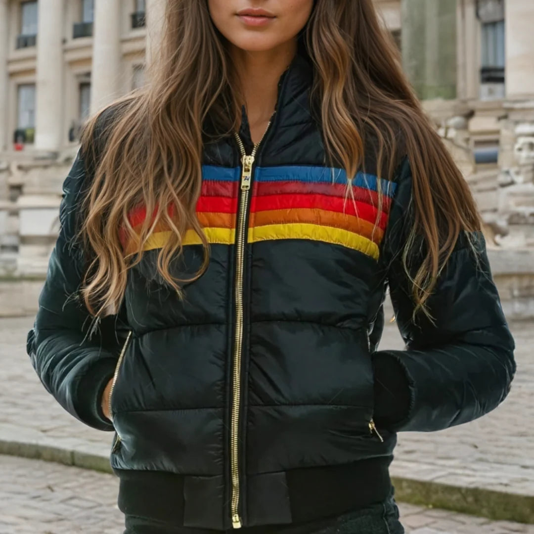 Jessica | Retro Puffer Jacket Warm Striped Design 3