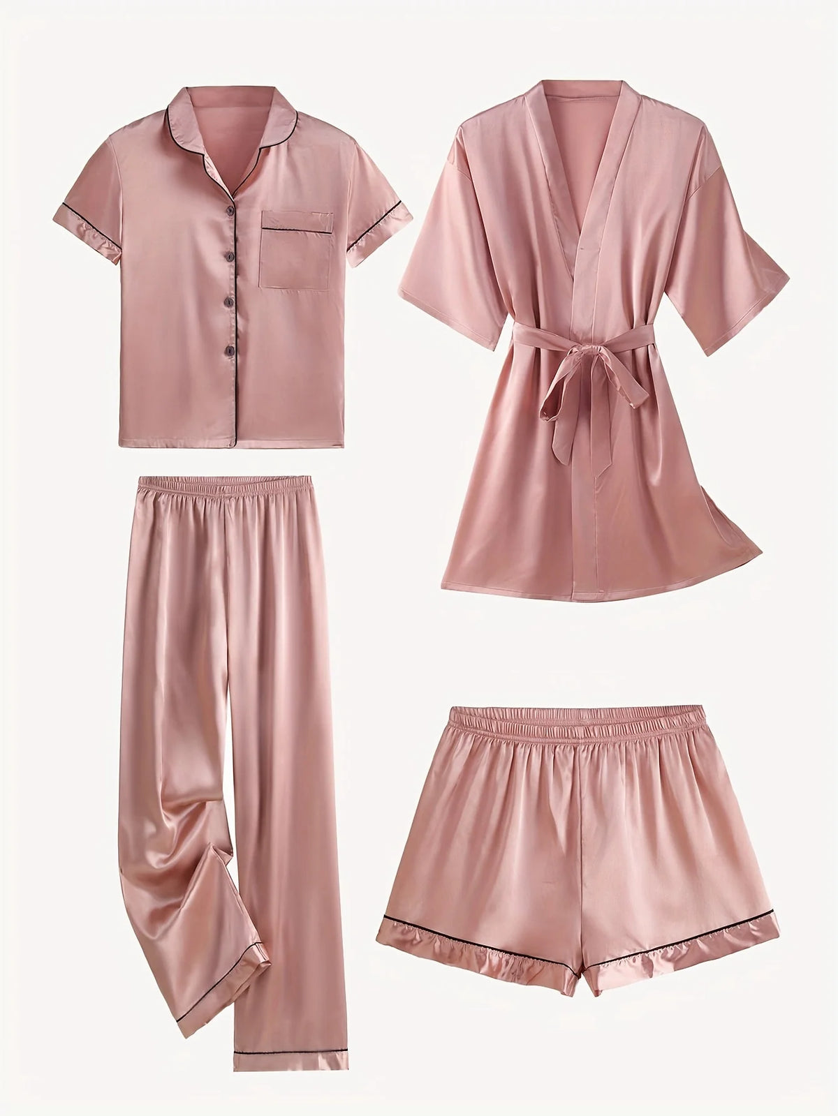 Juliette | Women's 4-Piece Satin Pajama Set with Robe 3