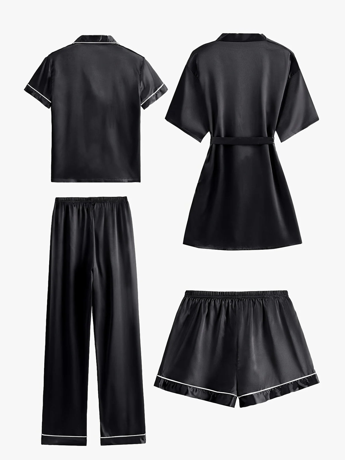 Juliette | Women's 4-Piece Satin Pajama Set with Robe 5