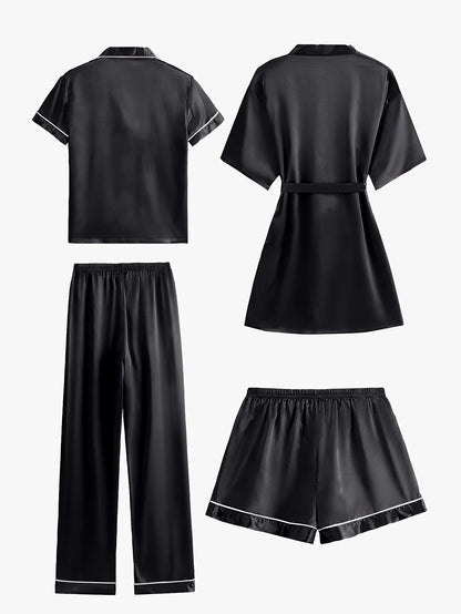 Juliette | Women's 4-Piece Satin Pajama Set with Robe 5