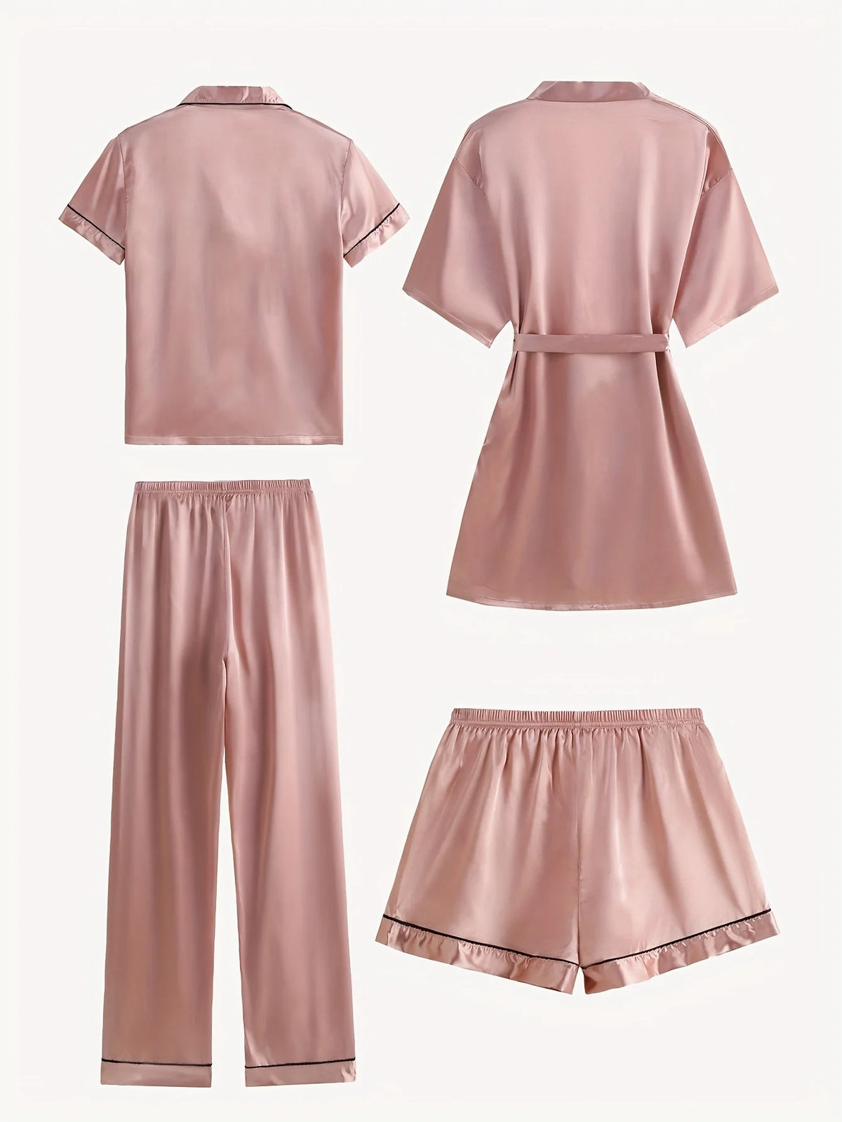 Juliette | Women's 4-Piece Satin Pajama Set with Robe 6