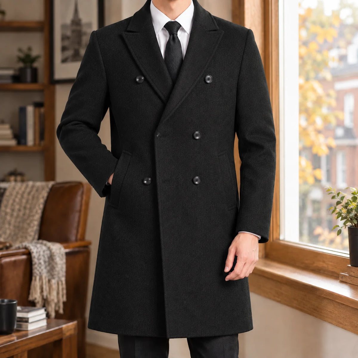 Knee-Length Double Breasted Women's Coat | Trench Coat 2