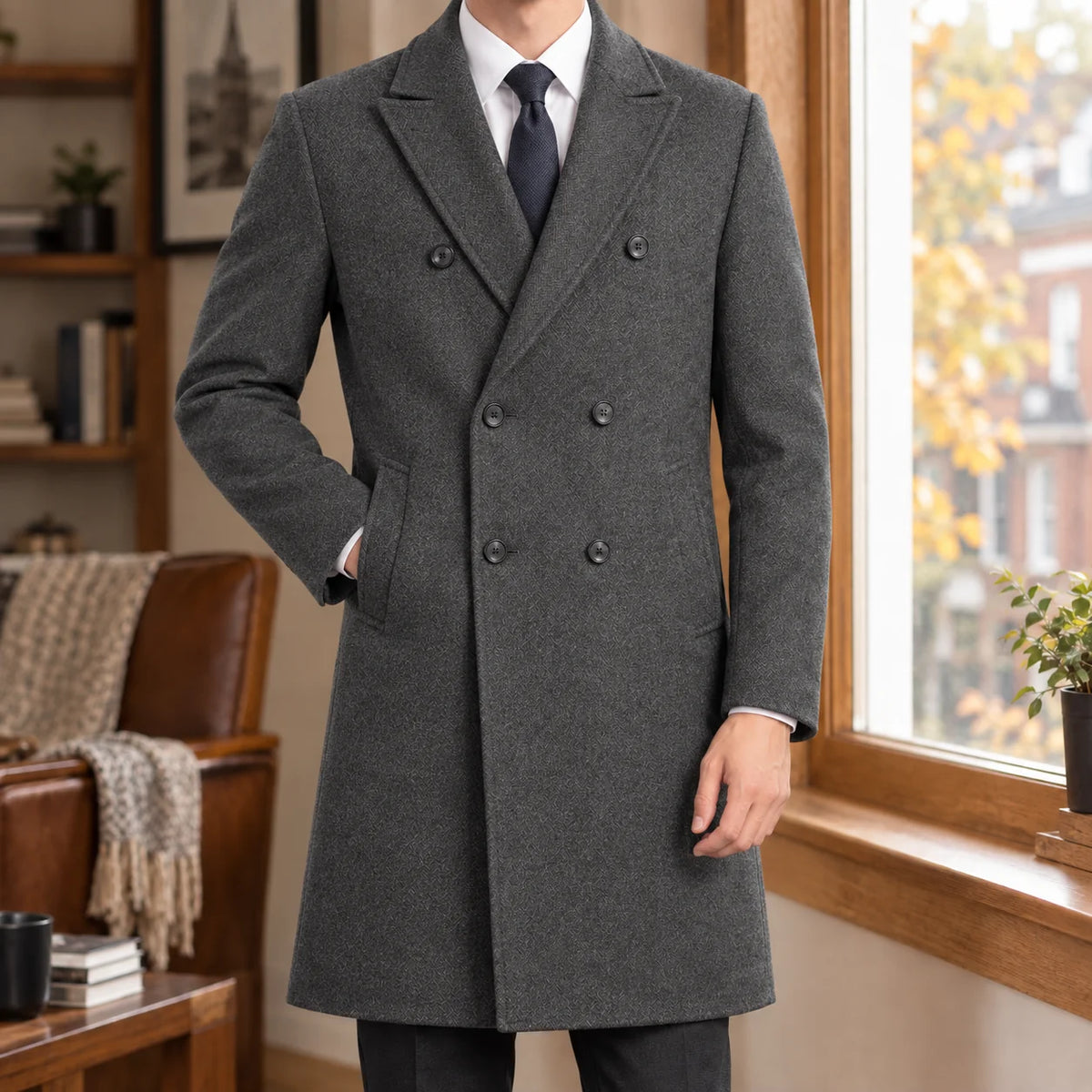 Knee-Length Double Breasted Women's Coat | Trench Coat 3