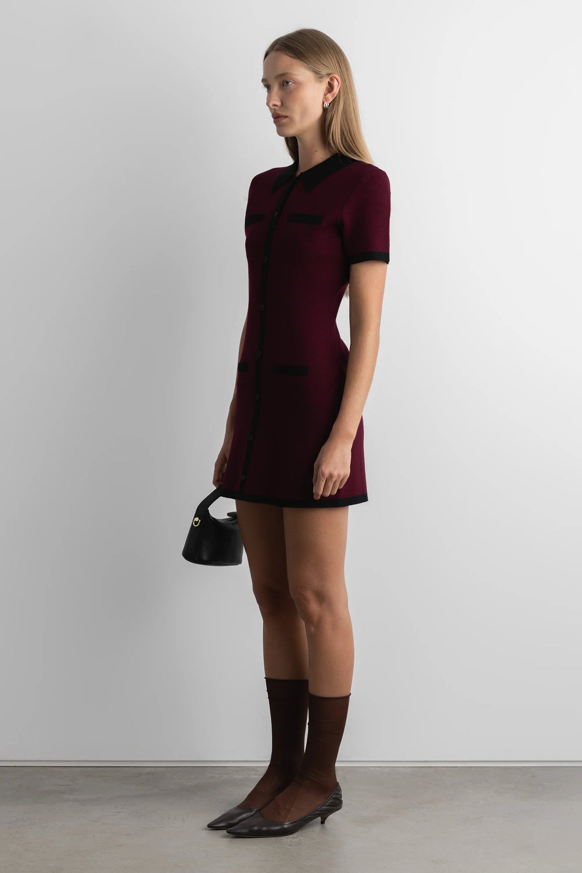 Knit Mini Dress with Contrast Collar and Trim | Women's Classic Fit 2