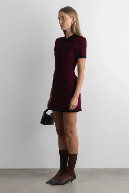 Knit Mini Dress with Contrast Collar and Trim | Women's Classic Fit 2