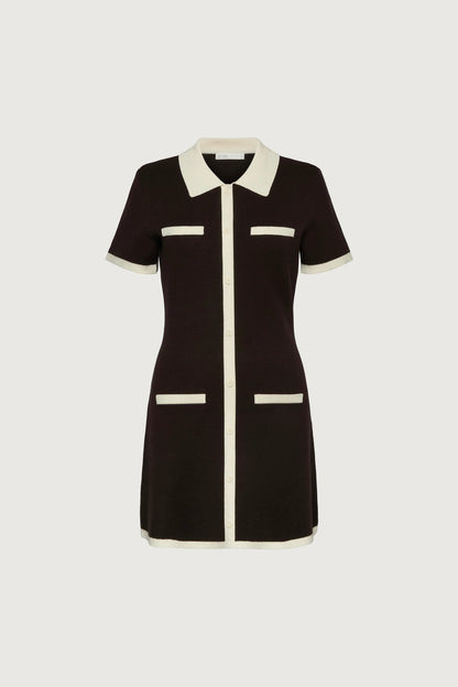 Knit Mini Dress with Contrast Collar and Trim | Women's Classic Fit 6