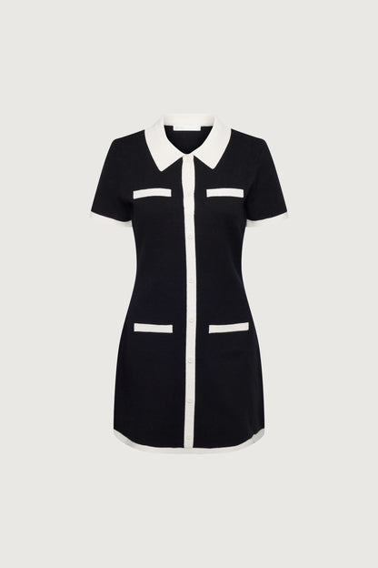 Knit Mini Dress with Contrast Collar and Trim | Women's Classic Fit 9