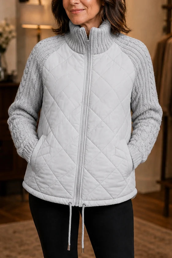 Knitpuff | Quilted Patchwork Puffer Jacket with Knit Panels 10