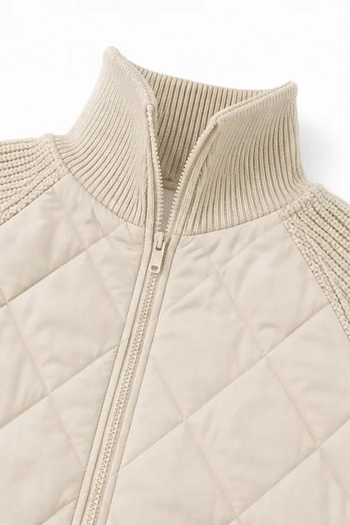 Knitpuff | Quilted Patchwork Puffer Jacket with Knit Panels 7