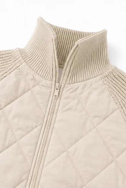 Knitpuff | Quilted Patchwork Puffer Jacket with Knit Panels 7