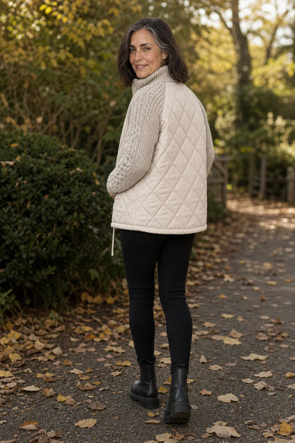 Knitpuff | Women's Long Quilted Puffer Jacket with Knit Panels 5