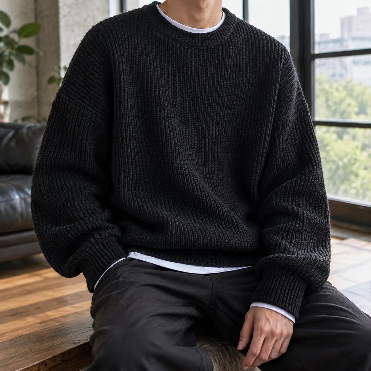 Brennan | Men's Ribbed Jumper | Oversized Knit Sweater 1
