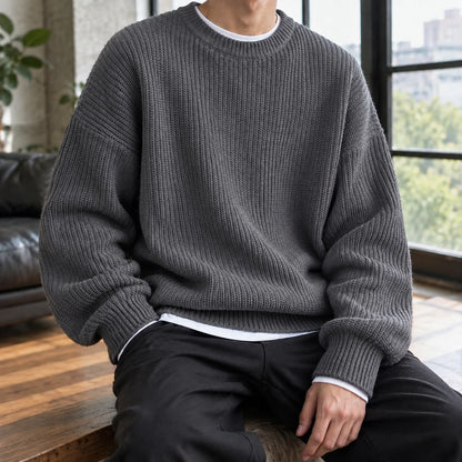 Brennan | Men's Ribbed Jumper | Oversized Knit Sweater 3