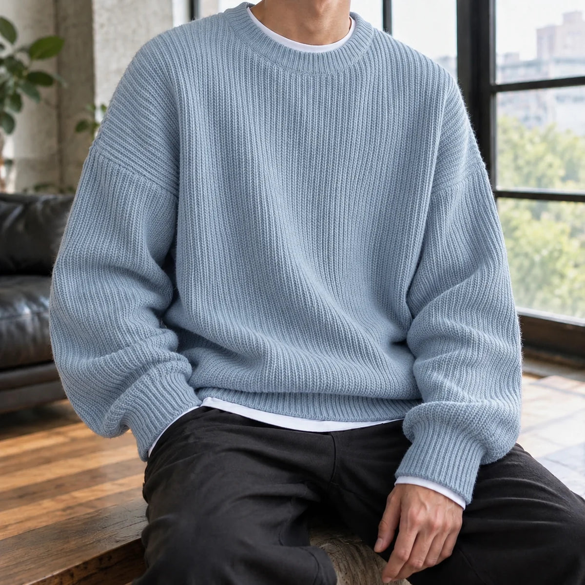 Brennan | Men's Ribbed Jumper | Oversized Knit Sweater 4
