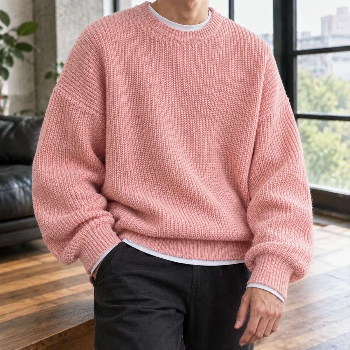 Brennan | Men's Ribbed Jumper | Oversized Knit Sweater 7
