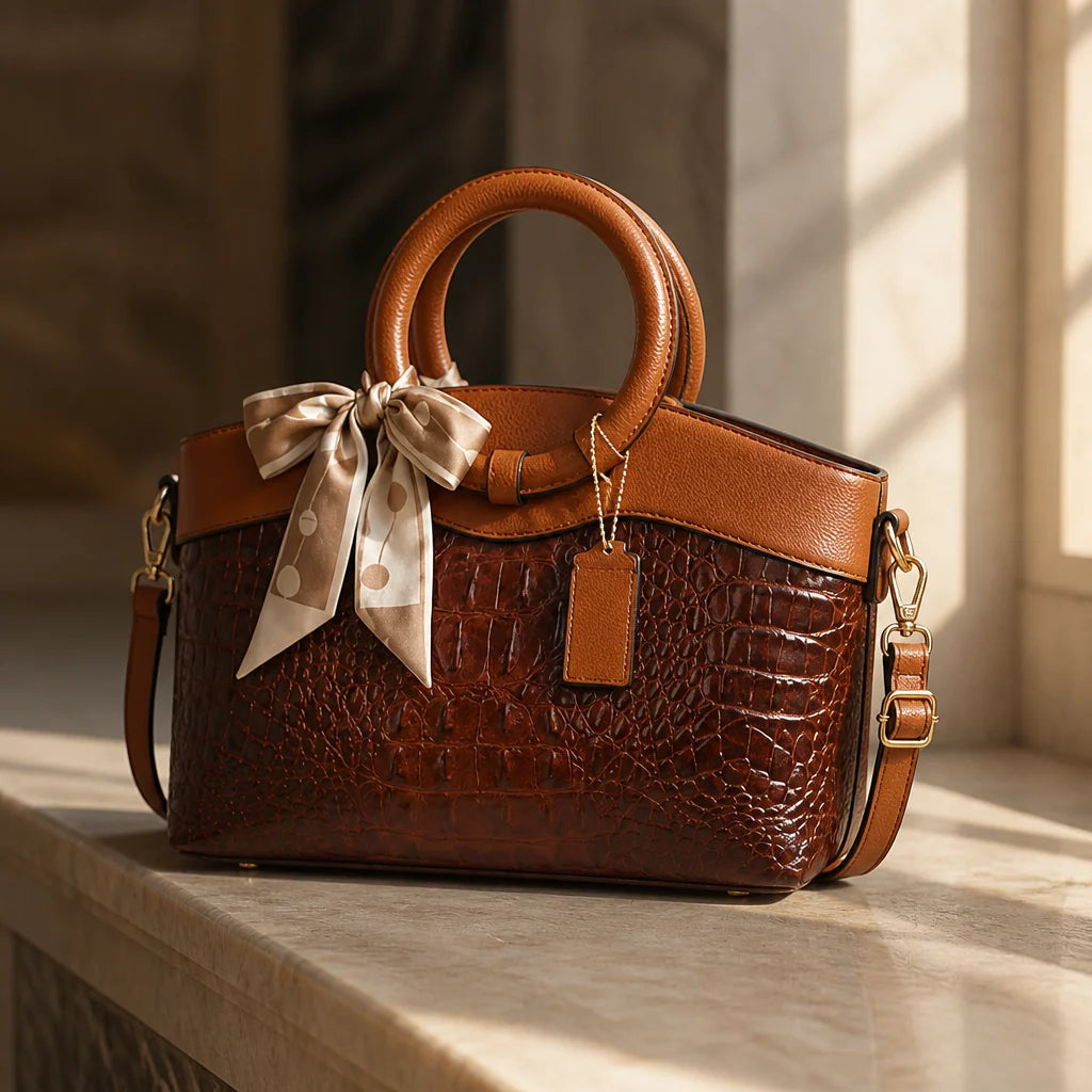 Ladrienne | Croc-Embossed Convertible Tote Bag 1