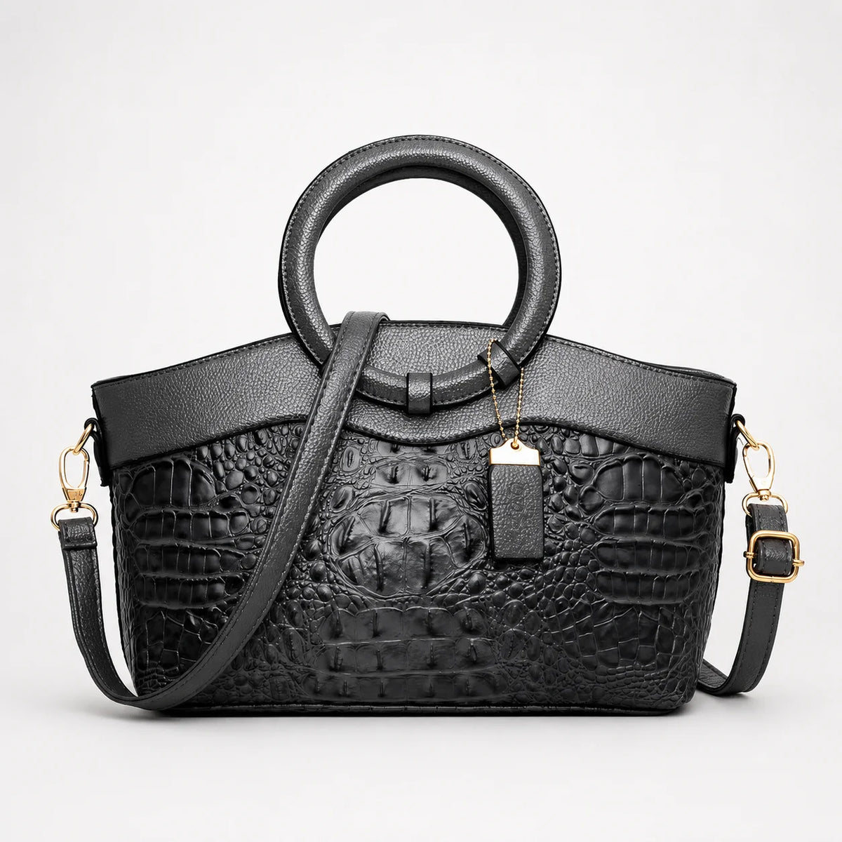 Ladrienne | Croc-Embossed Convertible Tote Bag 11