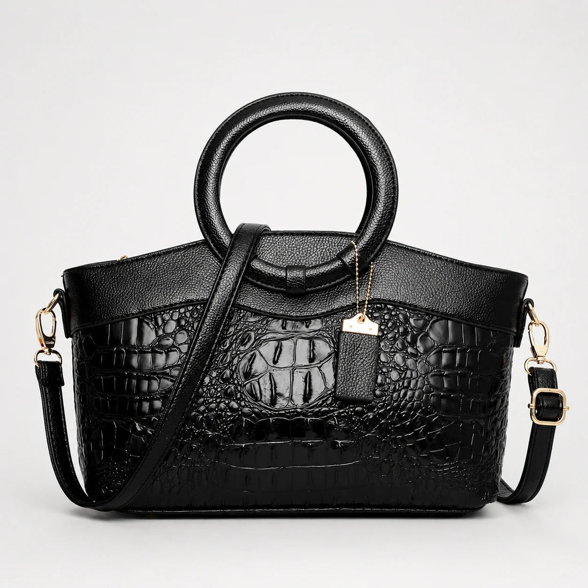 Ladrienne | Croc-Embossed Convertible Tote Bag 12
