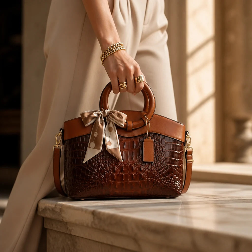 Ladrienne | Croc-Embossed Convertible Tote Bag 2
