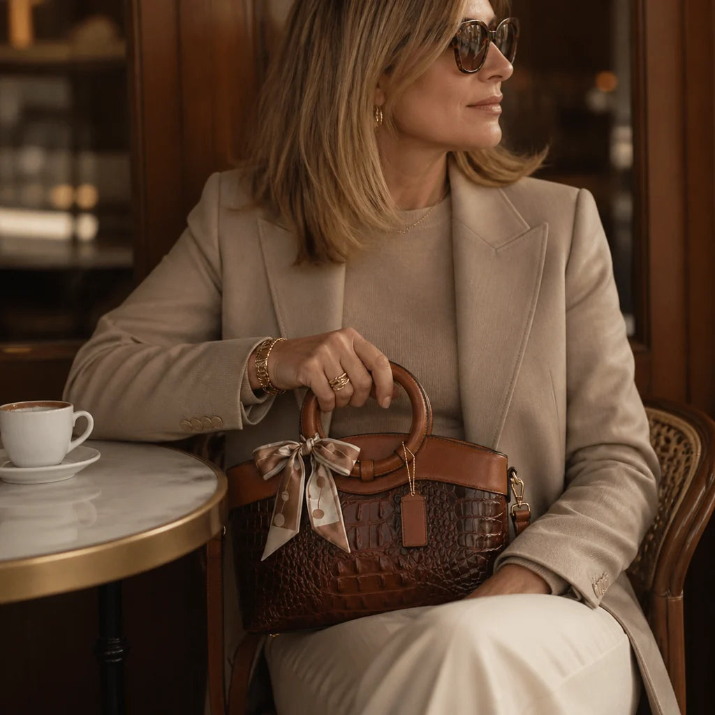 Ladrienne | Croc-Embossed Convertible Tote Bag 5