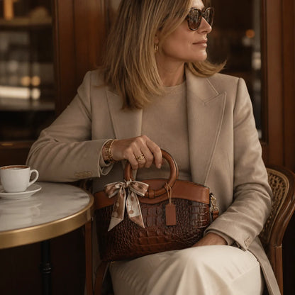 Ladrienne | Croc-Embossed Convertible Tote Bag 5
