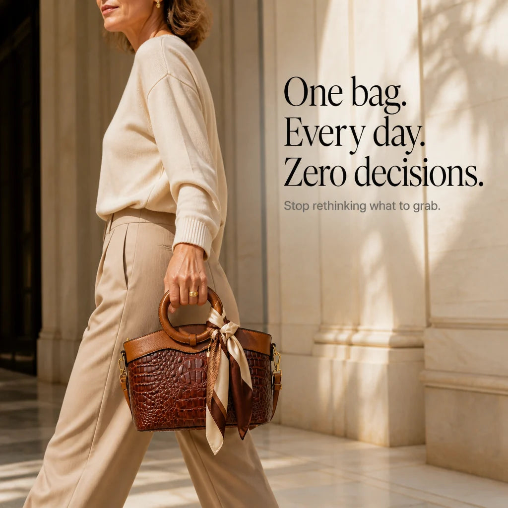 Ladrienne | Croc-Embossed Convertible Tote Bag 8