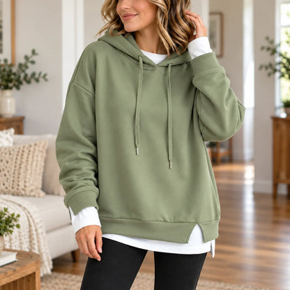 Layerlyn | Women's Two-Tone Hem Hoodie Relaxed Fit 2