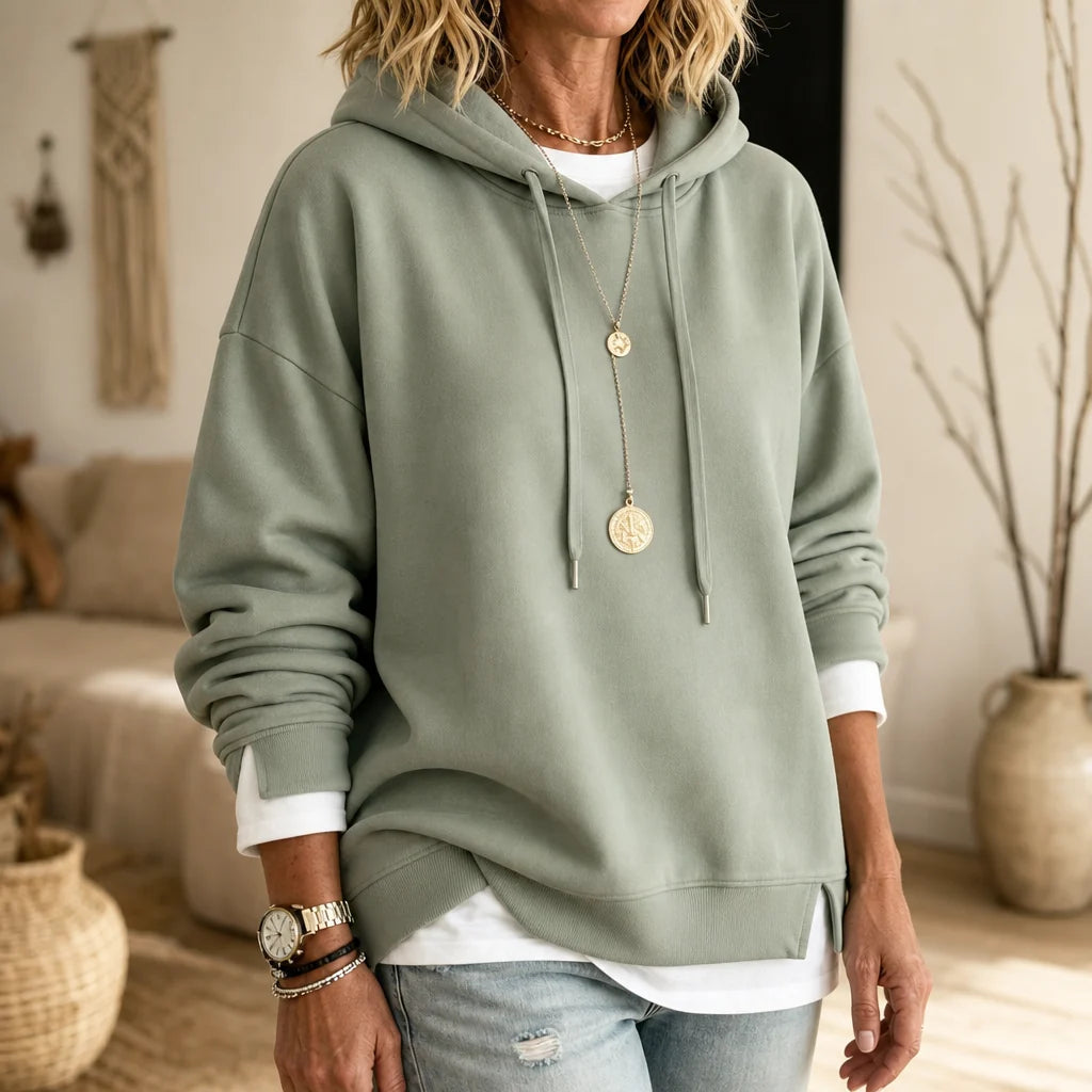 Layerlyn | Women's Two-Tone Hem Hoodie Relaxed Fit 3