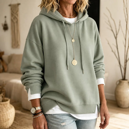 Layerlyn | Women's Two-Tone Hem Hoodie Relaxed Fit 3