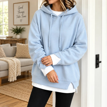 Layerlyn | Women's Two-Tone Hem Hoodie Relaxed Fit 12