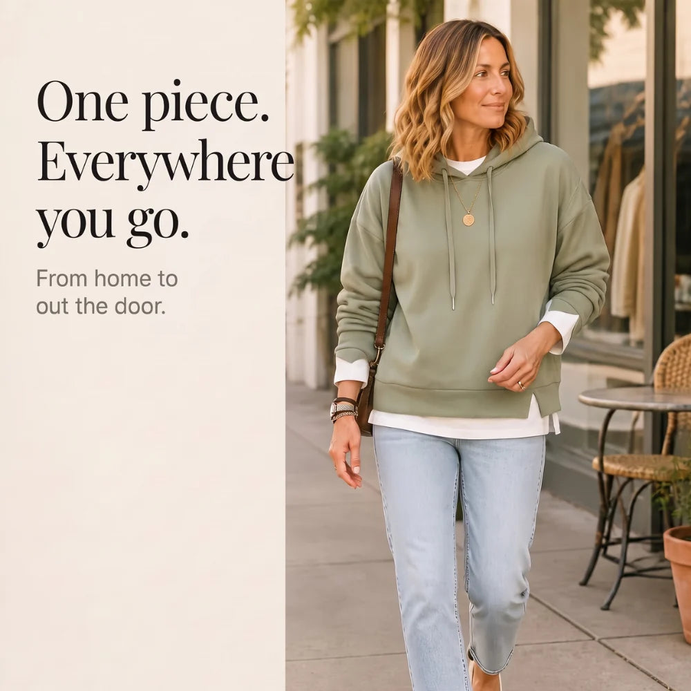 Layerlyn | Women's Two-Tone Hem Hoodie Relaxed Fit 10