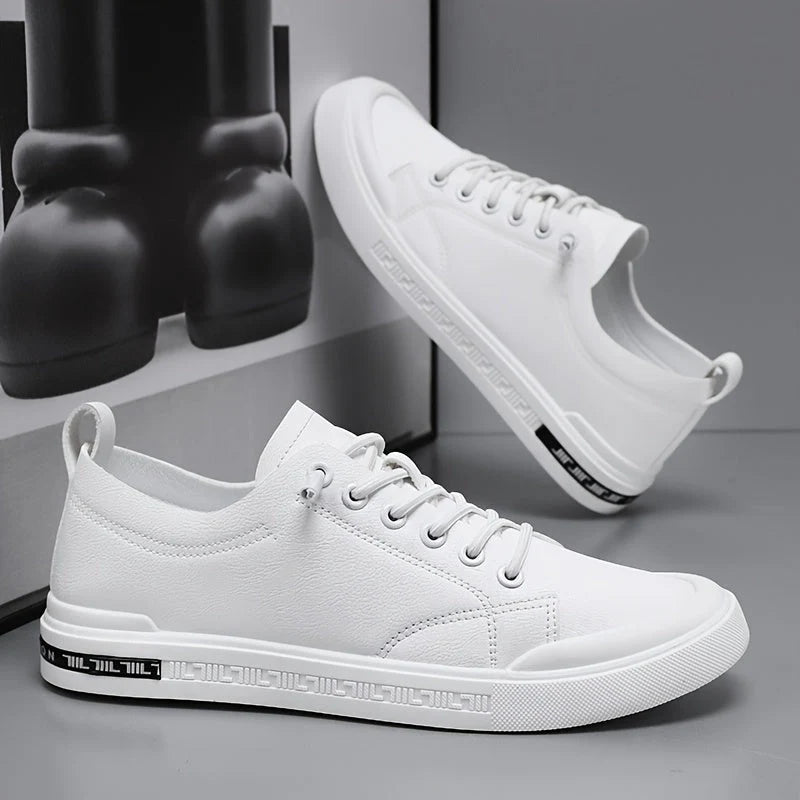 Leather Sneakers White Minimal Heel Lace-Up 1