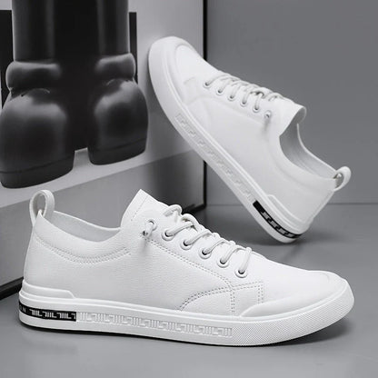 Leather Sneakers White Minimal Heel Lace-Up 1