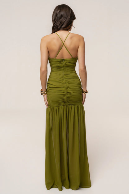 Lime Green Chiffon Maxi Dress | Long Dresses for Women 1