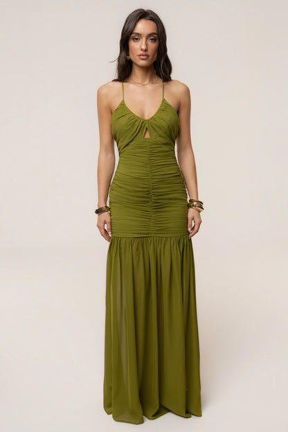 Lime Green Chiffon Maxi Dress | Long Dresses for Women 3