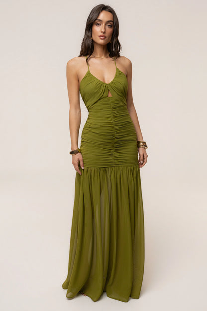Lime Green Chiffon Maxi Dress | Long Dresses for Women 5