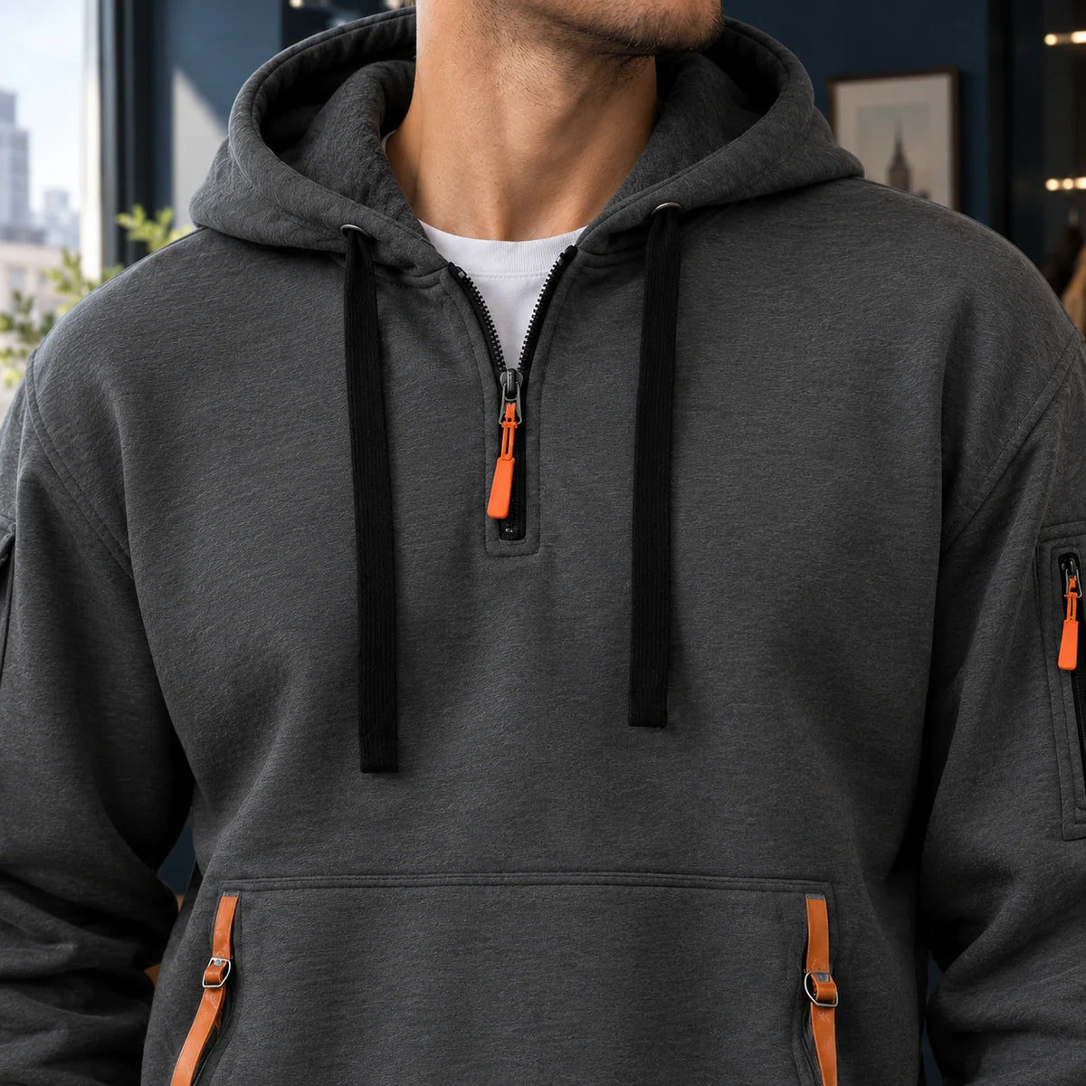 Lucian | Men's Utility Hoodie Cotton Blend with Zipper Pockets 1