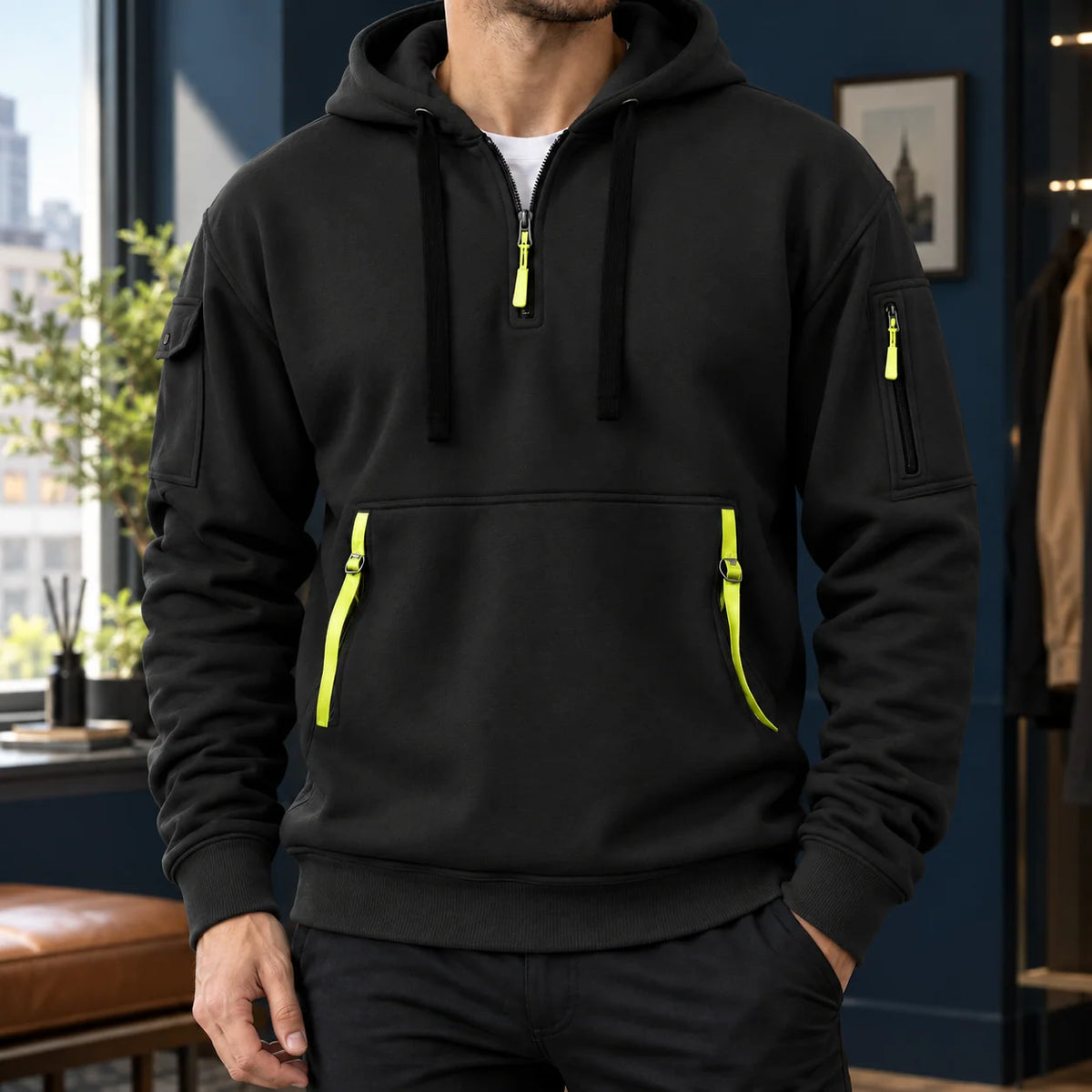Lucian | Men's Utility Hoodie Cotton Blend with Zipper Pockets 2
