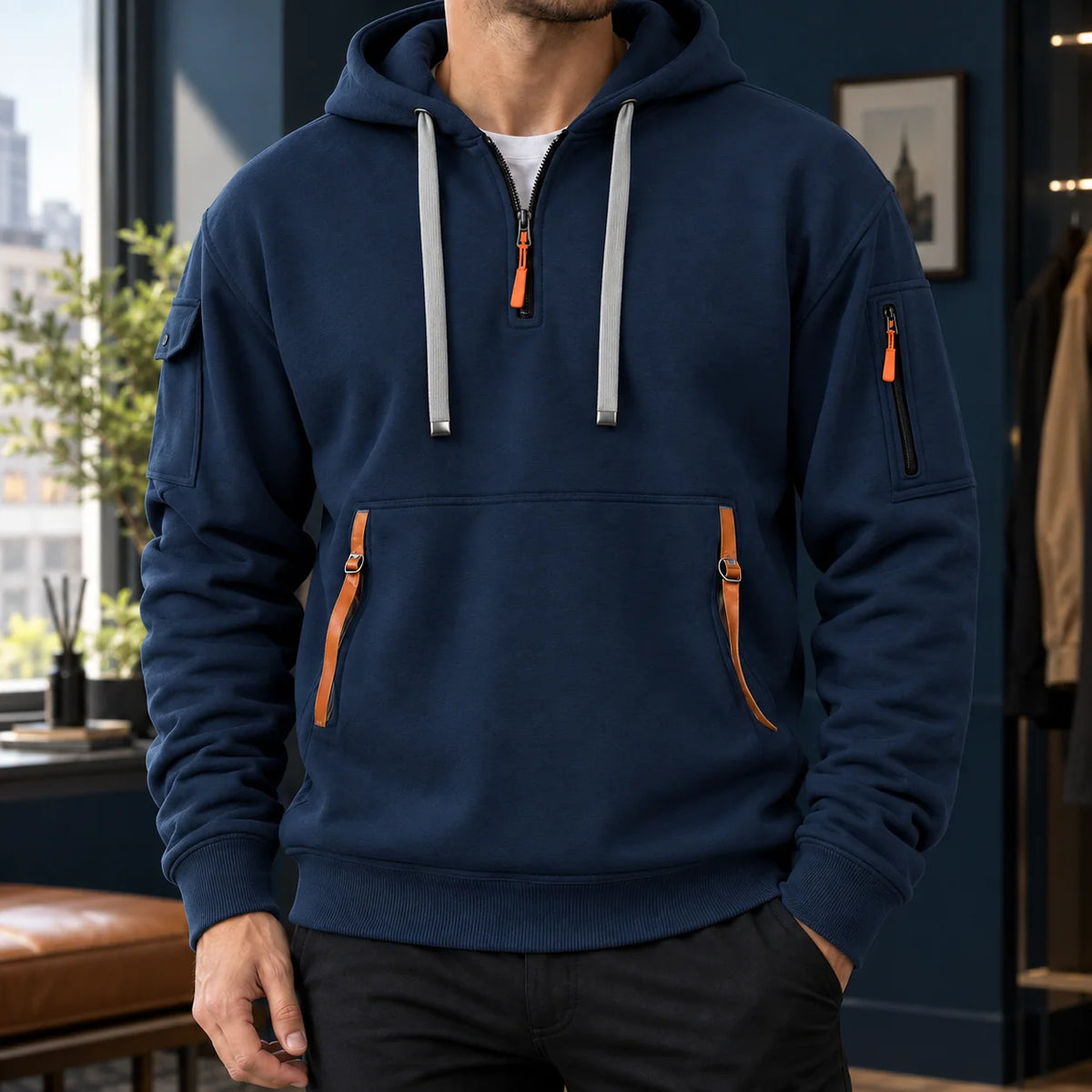 Lucian | Men's Utility Hoodie Cotton Blend with Zipper Pockets 3